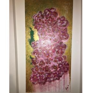 Abstract Cascading Flowers painting. Glossy finish